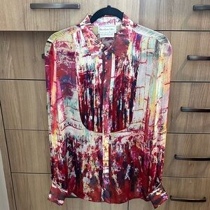Robert Graham Red and Yellow Artistic Blouse